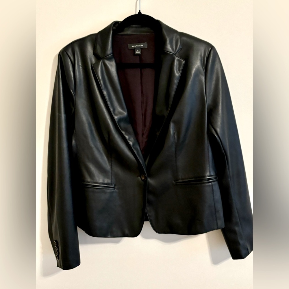 Ann Taylor faux black leather jacket, size 10
